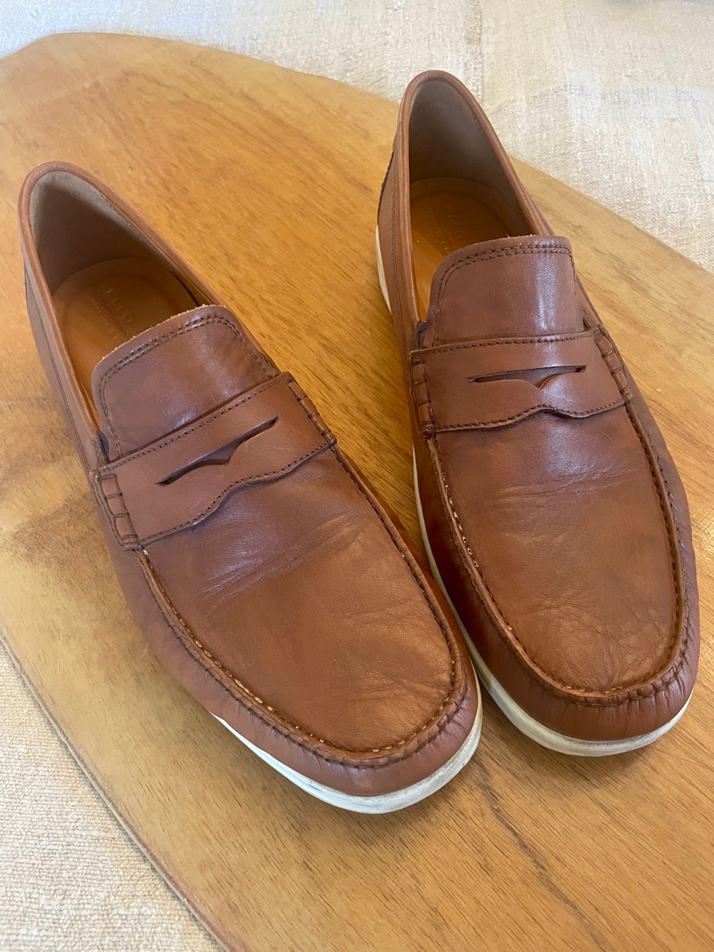 ECCO Cognac Leather Penny Loafers Men’s 47 US 13.5 Casual Luxe Slip On Shoes